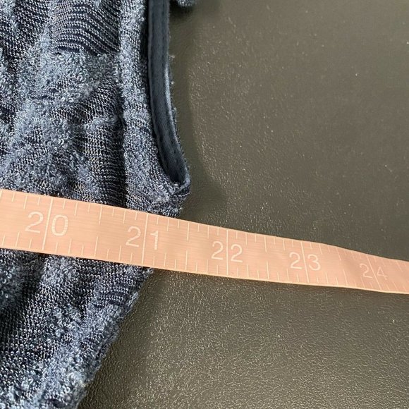 Anthro Deletta XS Navy Blue Loretta Knit Lace Mesh Sheer Banded Hem Top - Picture 11 of 12